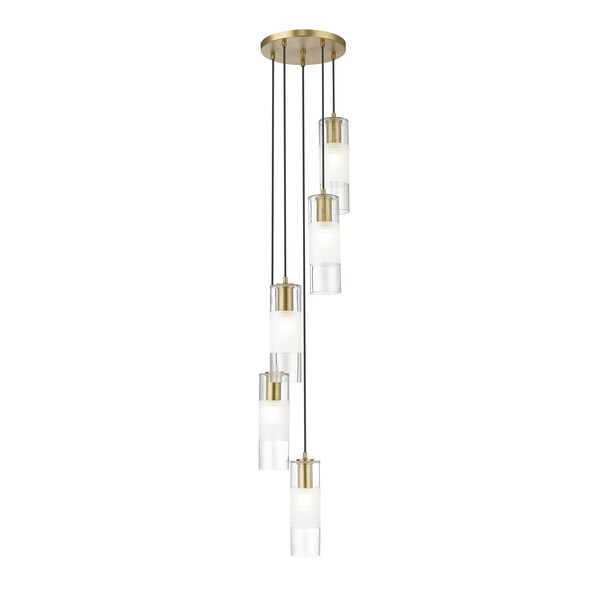 Z-Lite Alton Chandelier, 5-Light, 12 In.W x 14.25 In.H, Modern Gold/Clear+Frosted 824P-5R-MGLD - main